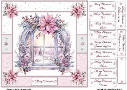 8 x 8 Christmas window quick card front.