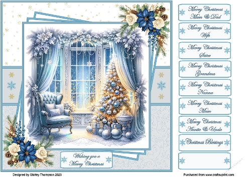 8 x 8 Christmas window quick card front.