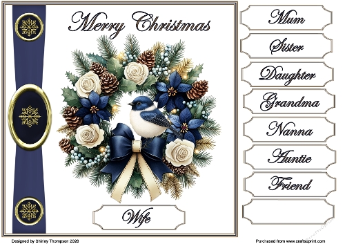8 x 8 Christmas wreath quick card front.