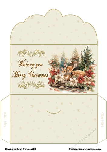 Deer with fawn scalloped edged money wallet.
