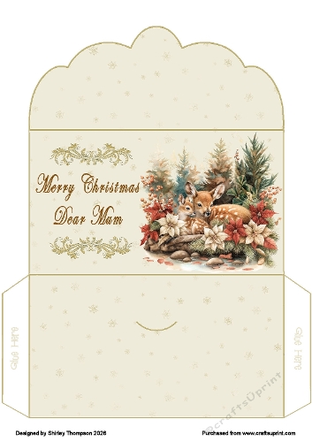 Deer with fawn scalloped edged money wallet (Mum).