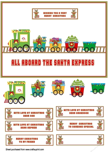All aboard Christmas train A5 Card front.