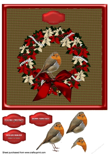 Robin on a Christmas wreath