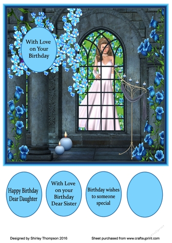 Princess throught the window 8 x 8 card front