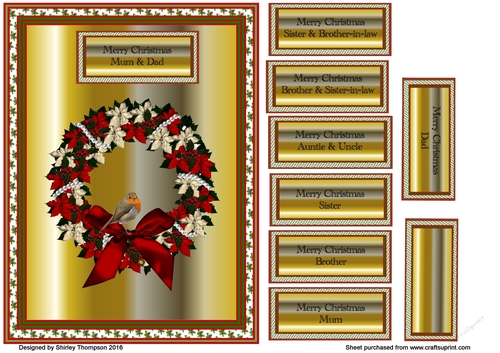 Robin on a wreath card front
