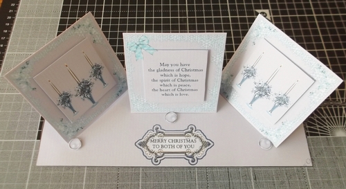 Lilac snowflake and candle triple twisted easel card