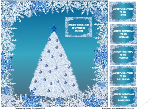 Blue Christmas 8 x 8 card front