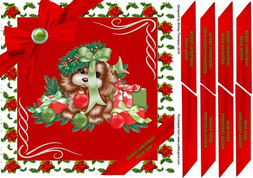 Naughty puppy 8 x 8 Christmas card front