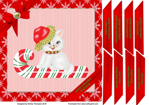 Cute kitten 8 x 8 Christmas card front