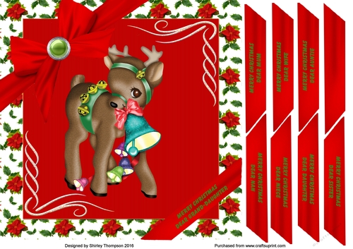 Little reindeer 8 x 8 card front