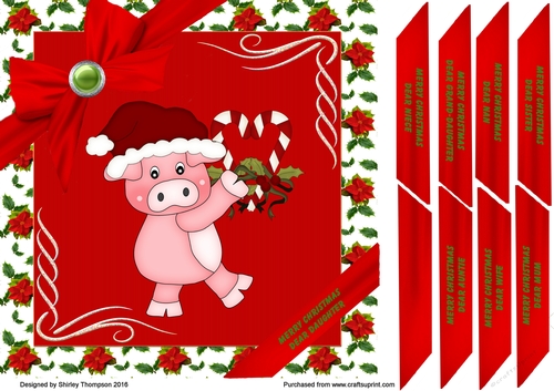 Christmas piggy 8 x 8 card front.