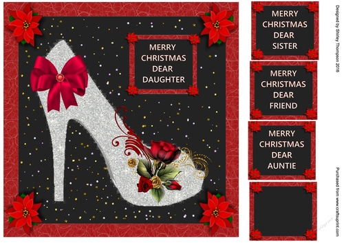 Glitter shoe 8 x 8 Christmas card front