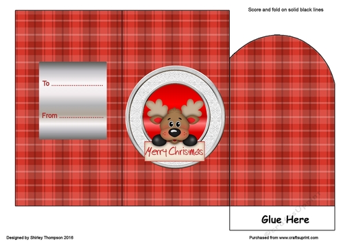 Red tartan reindeer money wallet