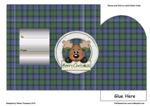 Green tartan reindeer money wallet