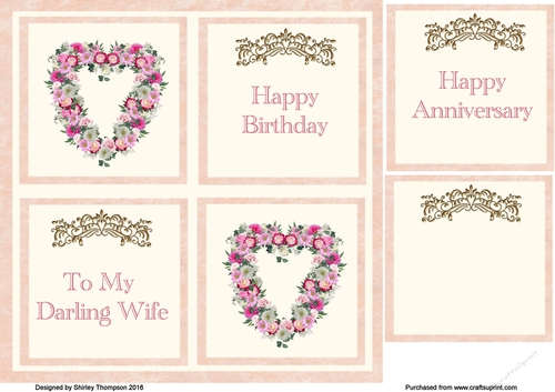8 x 8 inch card front for Wifes Birthday or Anniversary
