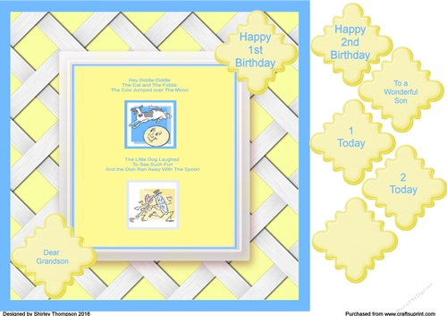 Hey Diddle Diddle 8 x 8 Nursery Rhyme card front.