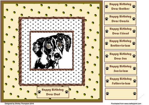 Black and white dog 8 x 8 inch card front.
