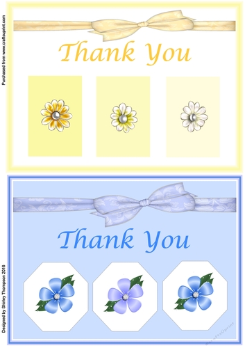 2 Floral A5 Thank You card fronts