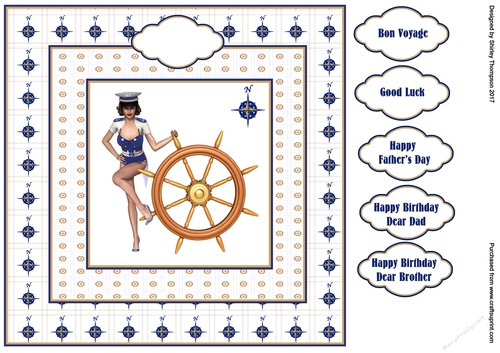 Nautical themed 8 x 8 inch Bon Voyage card front.