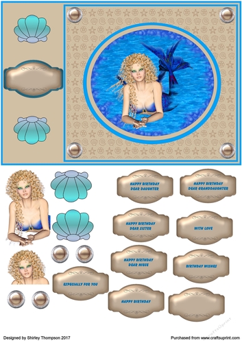 A5 mermaid card front