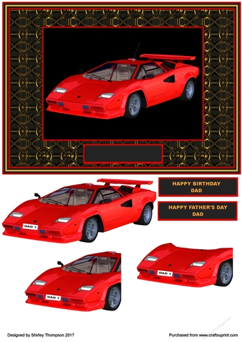 Red ferrari step by step Fathers day card front.