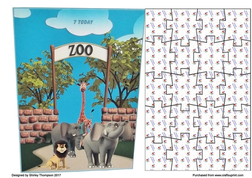 A4 zoo image jigsaw, 2 in 1 card front/present.
