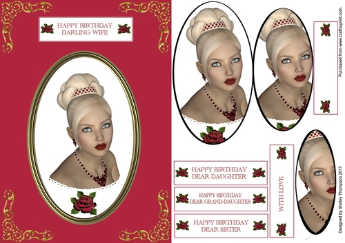 Elegant red and gold step by step A5 portrait card.
