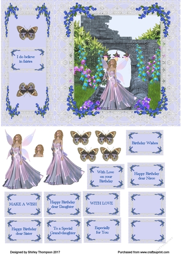 Believe in fairies A5 step by step card front.