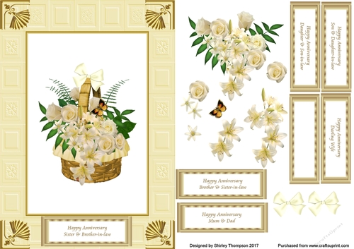 Rose basket anniversary card.