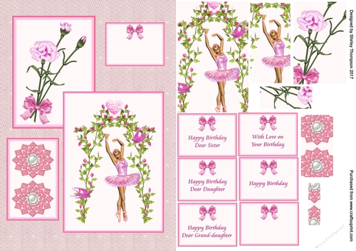 Ballerina step by step card front.