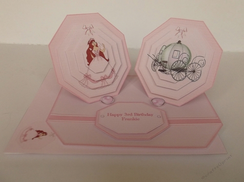 Little Princess octagonal double easel card and matching envelope.