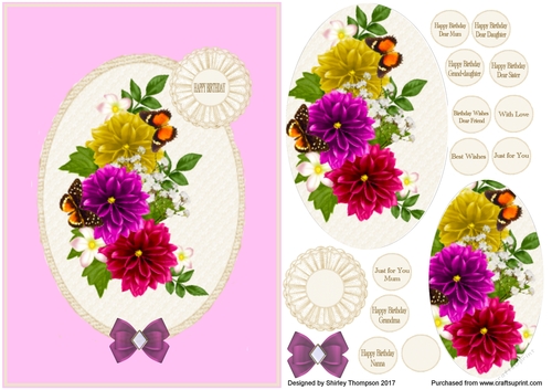 A5 dahlia vignette step by step card front (pink)
