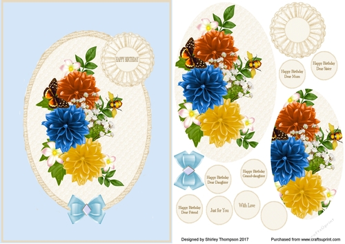 A5 dahlia vignette step by step card front (blue)