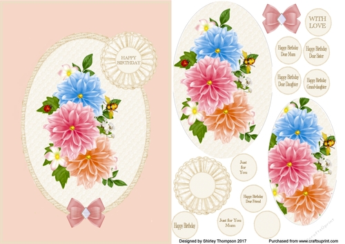 A5 dahlia vignette step by step card front (peach)