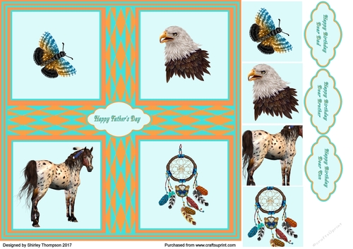 Native American style 8 x 8 in Fathers Day card.