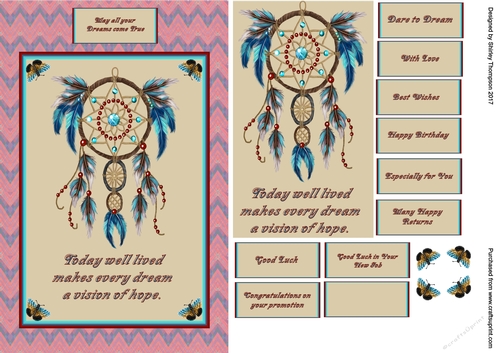 A5 native American dream catcher card front with quote.
