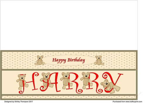 Teddy bear DL name card (Harry).