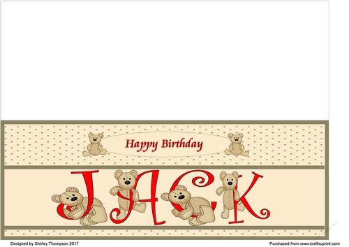Teddy bear DL name card (Jack).