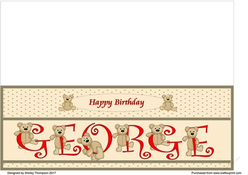 Teddy bear DL name card (george).