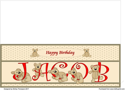 Teddy bear DL name card (Jacob).