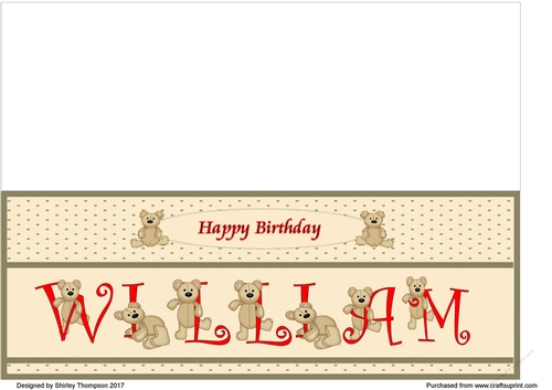 Teddy bear DL name card (William).