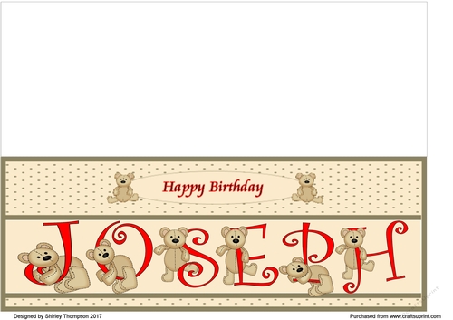 Teddy bear DL name card (Joseph).