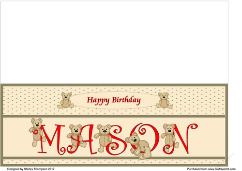 Teddy bear DL name card (Mason).