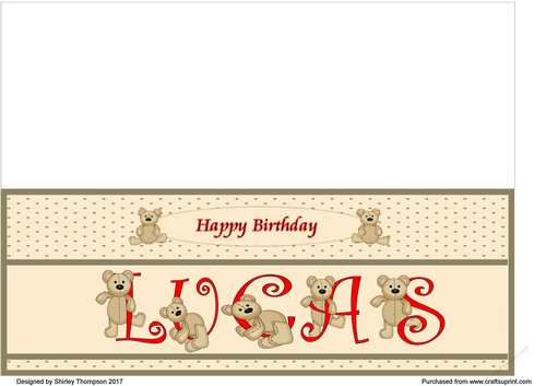 Teddy bear DL name card (Lucas).