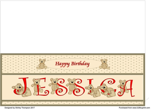 Teddy bear DL name card (Jessica).