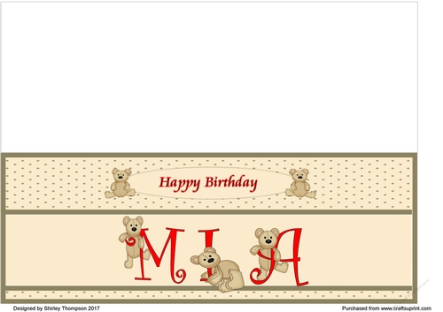 Teddy bear DL name card (Mia).
