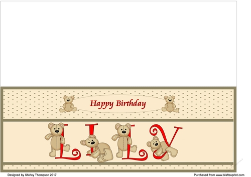 Teddy bear DL name card (Lily).
