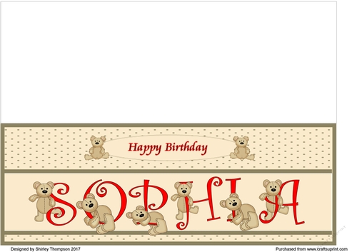 Teddy bear DL name card (Sophia).