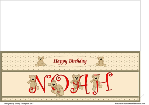 Teddy bear DL name card (Noah).