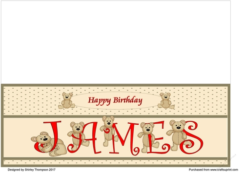 Teddy bear DL name card (James).
